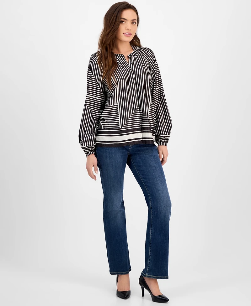 I.n.c. International Concepts Petite Polished Printed Popover Blouse, Exclusively at Macy's