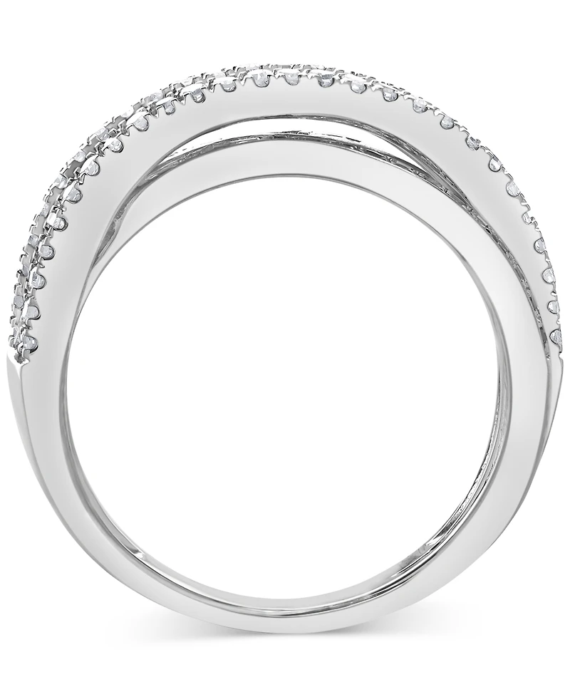 Diamond Channel-Set Crossover Ring (1 ct. t.w.) in 14k White Gold