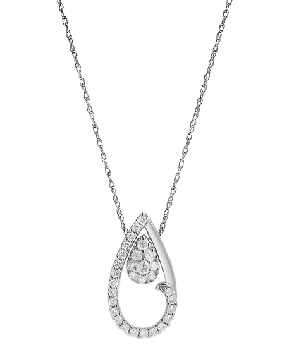Diamond Halo Teardrop 18" Pendant Necklace (1/4 ct. t.w.) in 10k White Gold