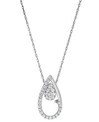 Diamond Halo Teardrop 18" Pendant Necklace (1/4 ct. t.w.) in 10k White Gold