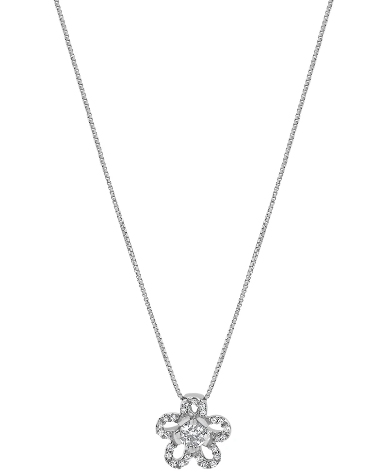 Diamond Flower 18" Pendant Necklace (1/4 ct. t.w.) in 10k White Gold