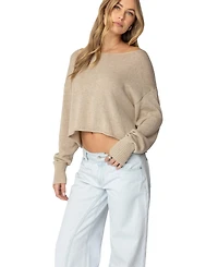 Edikted Womens Aviv Wide Neck Oversized Sweater