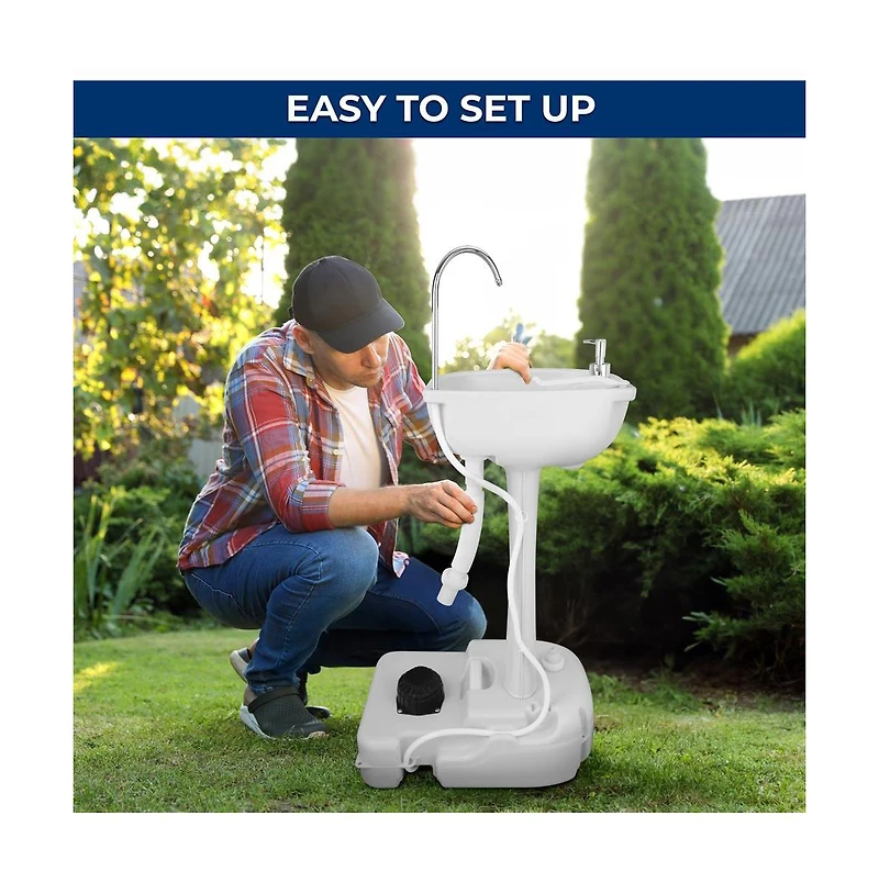 SereneLife Portable Hand-Wash Sink Station with Foot Pump & Soap Dispenser