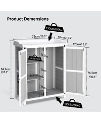 gaomon Potting Bench Outdoor Cabinet with Metal Tabletop, Weatherproof Wooden Storage with Adjustable Shelves, Doors for Garden, Patio, and Lawn
