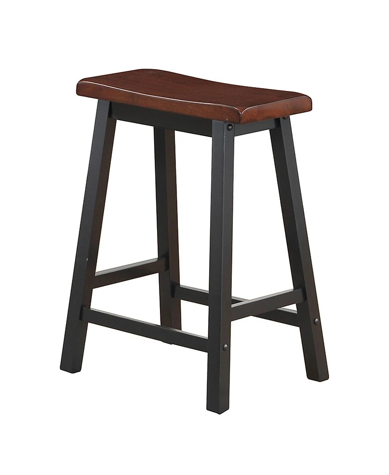 Gymax Set of 2 Bar Stools 24''H Saddle Seat Pub Chair Home Kitchen Dining Room Brown