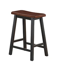 Gymax Set of 2 Bar Stools 24''H Saddle Seat Pub Chair Home Kitchen Dining Room Brown