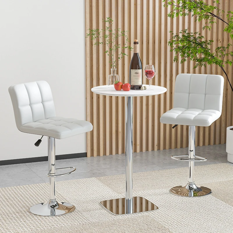 Gymax Set of 4 Pu Leather Bar Stool Swivel Bar Chair w/ Adjustable Height