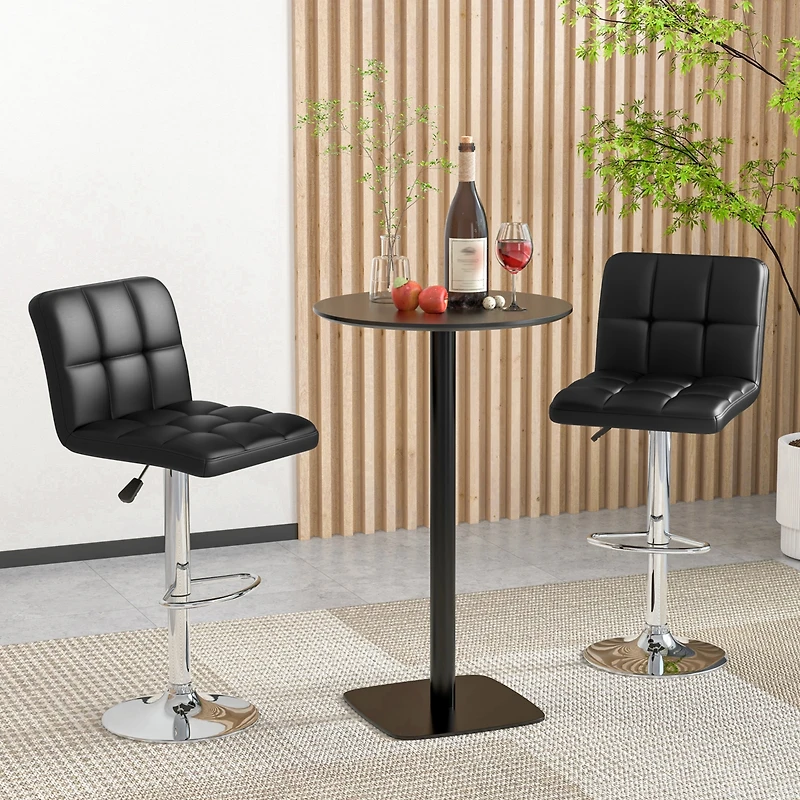 Gymax Set of 4 Pu Leather Bar Stool Swivel Bar Chair w/ Adjustable Height