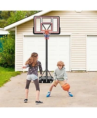 Costway 7.4-10 Ft Basketball Hoop Outdoor System with 44 Inch Shatterproof Pc Backboard