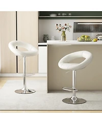 Gymax Set of 4 Adjustable Bar Stools Swivel Pub Chairs Barstools Pu Leather