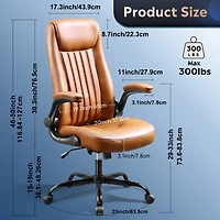 Ergonomic High Back Office Chair, Executive Swivel Desk Chair with Adjustable Flip-Up Armrests, Built-in Lumbar Support & Thickened Headrest, Workstat