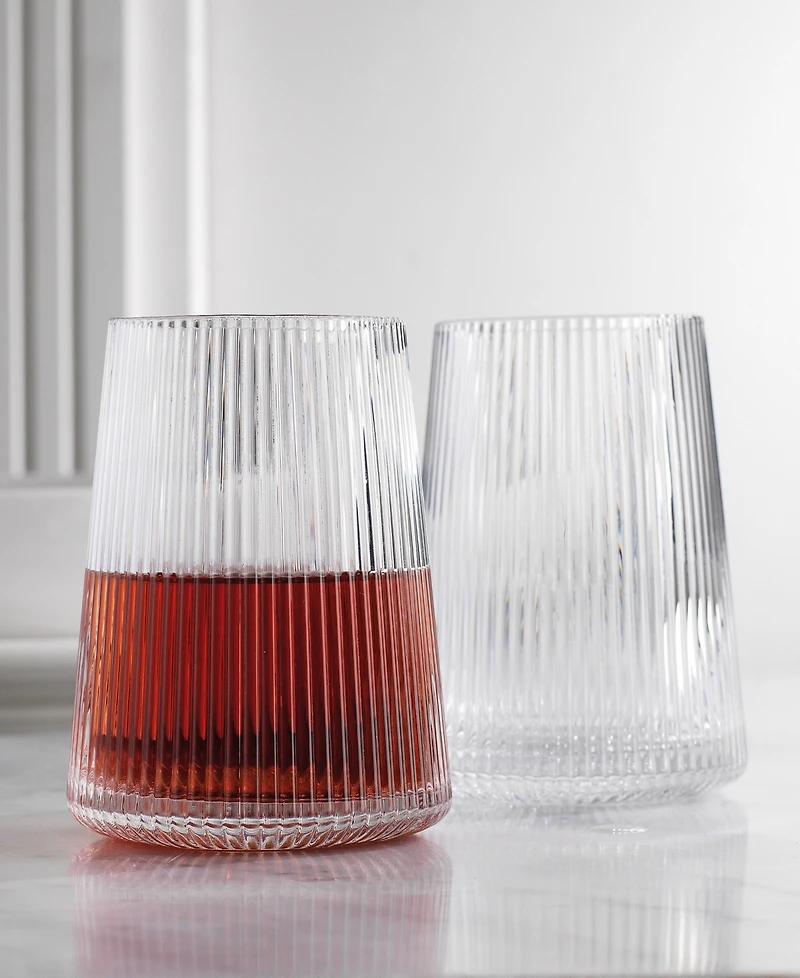 Godinger Sullivan Street Fluted Stemless Wine Glasses, Set of 4