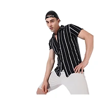 Campus Sutra Men's Black & White Pencil Striped Shirt