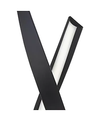 360 Lighting Twist 19 1/4" High Small Modern Accent Table Lamp Led Black Metal Single White Shade Living Room Bedroom Bedside