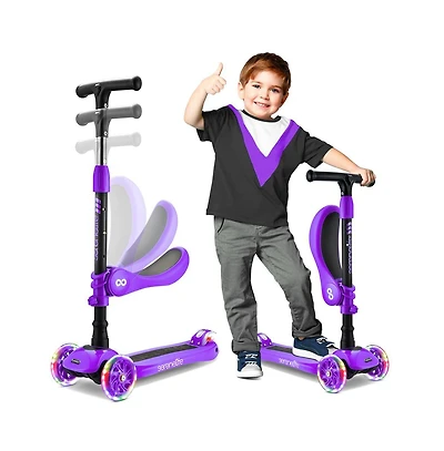 SereneLife Infinity 3-Wheel Kids Scooter With Led Wheels & Comfort Seat - Leopard