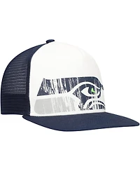 New Era Big Boys and Girls White/College Navy Seattle Seahawks Distressed 9FIFTY A-Frame Snapback Hat