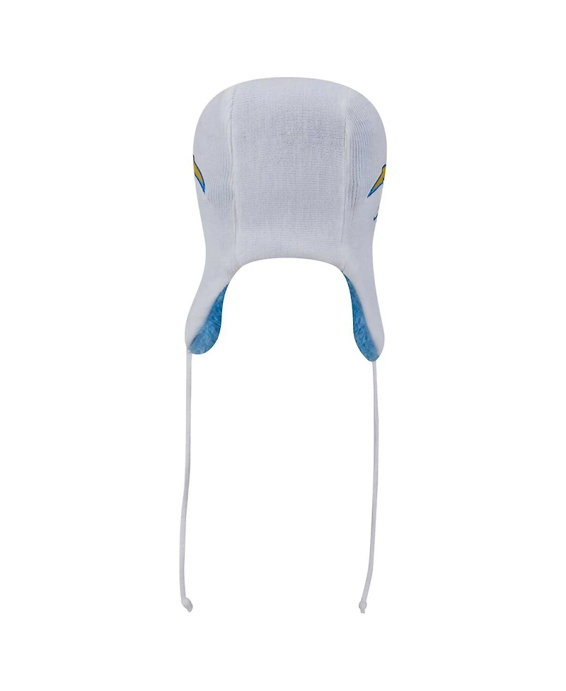 New Era Men's White Los Angeles Chargers Helmet Head Trapper Knit Hat