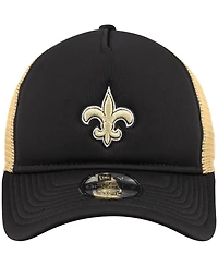 New Era Big Boys and Girls Black New Orleans Saints A-Frame 9FORTY Trucker Adjustable Hat
