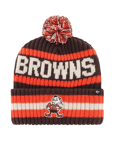 '47 Brand Men's Brown Cleveland Browns Bering Legacy Cuffed Knit Hat with Pom