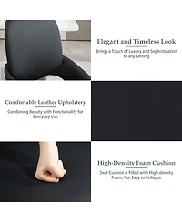 Dyhome Faux Leather Upholstered Dining Chairs Set of 2, Modern Design Side With Metal Leg and Back