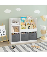 Lovmor Kids Bookcase and Bookshelf, Multifunctional Bookcase with 3 Collapsible Fabric Drawers