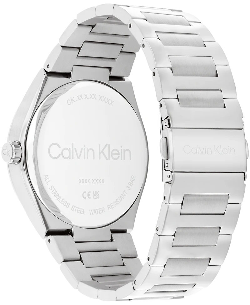 Calvin Klein Men's Distinguish Gmt Silver Tone Stainless Steel Bracelet Watch