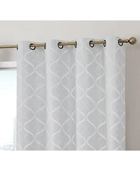 Hlc.me Versailles Lattice Flocked 100% Complete Blackout Thermal Insulated Window Curtain Grommet Panels, Energy Savings & Soundproof