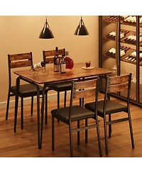 Dining Table for 4, Small Table and Chairs Set of 4, Square Dinette Set for 4, Dinner Table Set, 5 Piece Kitchen & Dining Room Sets for Small Space, A