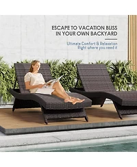 Nestl Outdoor Patio Chaise Wicker Lounge Chair with Reclining Backrest