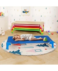 6 Pack Stackable Daycare Cots with Easy Lift Corners Heavy-Duty Metal Frame Kids