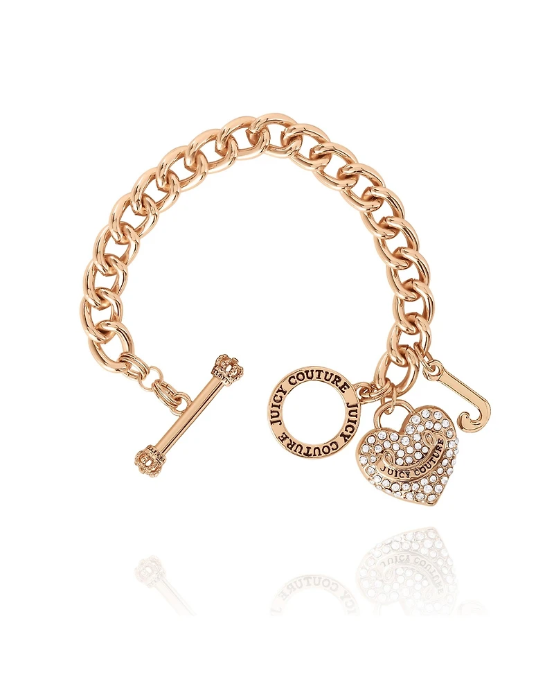 Juicy Couture Toggle Bracelet with Crystal Heart Charm