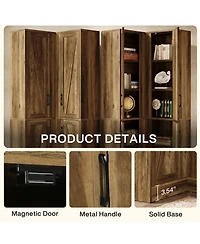 Tribesigns 70.8"Farmhouse Storage Cabinet with 4 Doors & 5 Storage Shelves, Wood Cupboard with Barn Doors