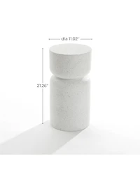 LuxenHome White with Gray Flecks Pillar Round MgO Side Table, Indoors and Outdoors