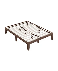14-Inch King Size Rubber Wood Platform Bed Frame with Wooden Slat Support