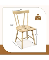 Dining Chairs Set of 2 Windsor Chairs Wood Armless Chairs with Solid Rubber Wood