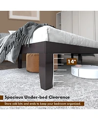 Gouun 14 Inch King Size Wood Platform Bed Frame
