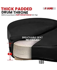 5 Core Drum Throne with Backrest Thick Padded Adjustable Guitar Stool Motorcycle Style Saddle Music Chair Seat for Adult Drummers