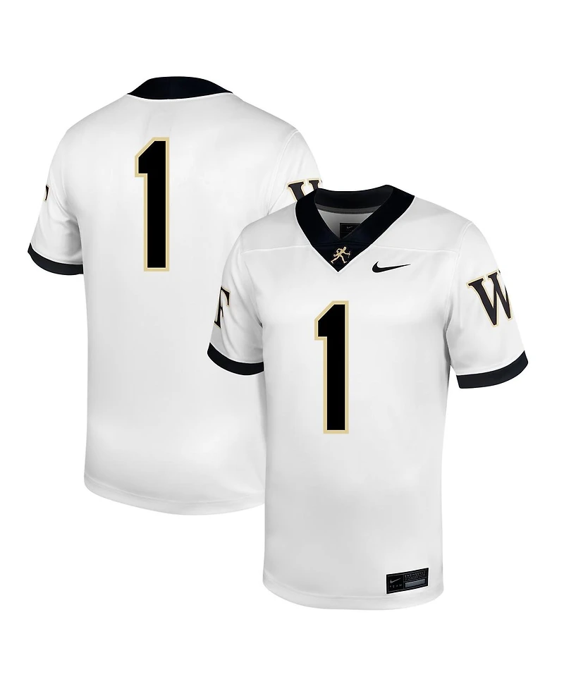 Nike Men's 1 White Wake Forest Demon Deacons Untouchable Football Jersey