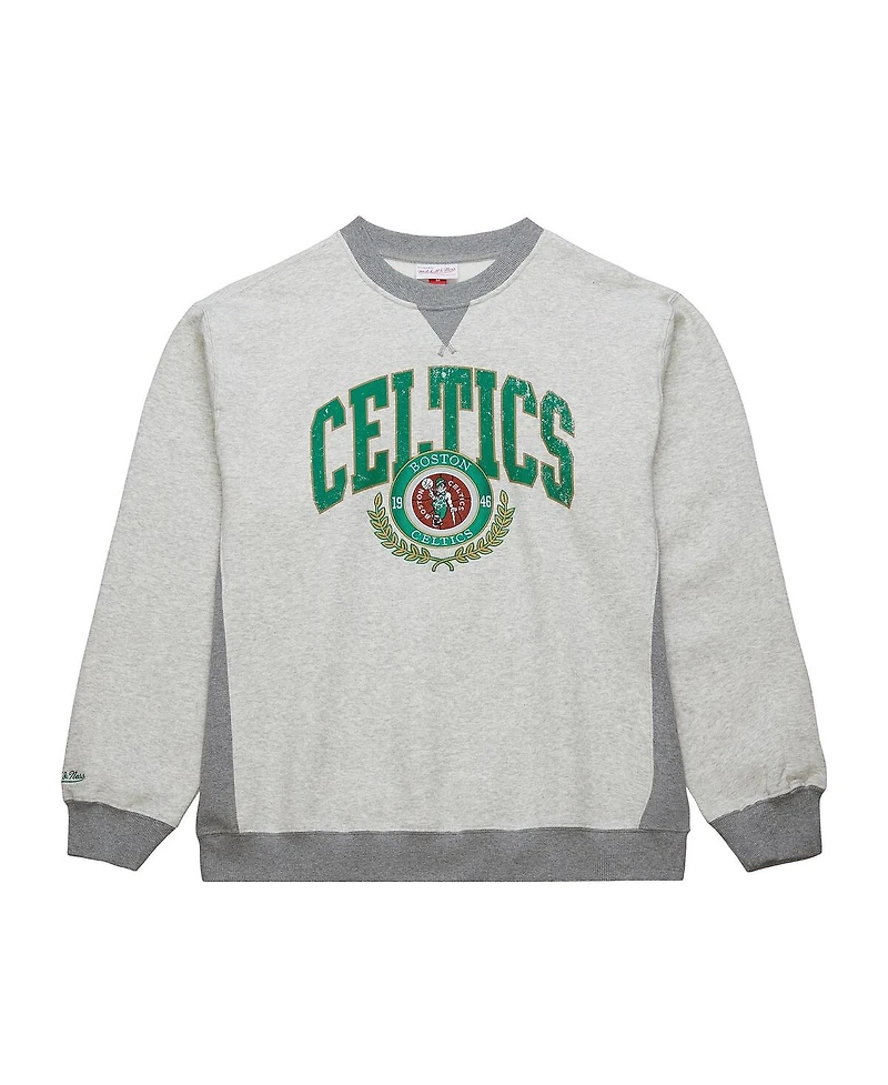 Mitchell & Ness Men's Heather Gray Boston Celtics Vintage Logo Pullover Sweatshirt