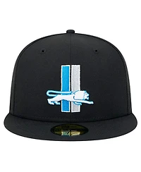 New Era Men's Black Detroit Lions Omaha Throwback 59FIFTY Fitted Hat