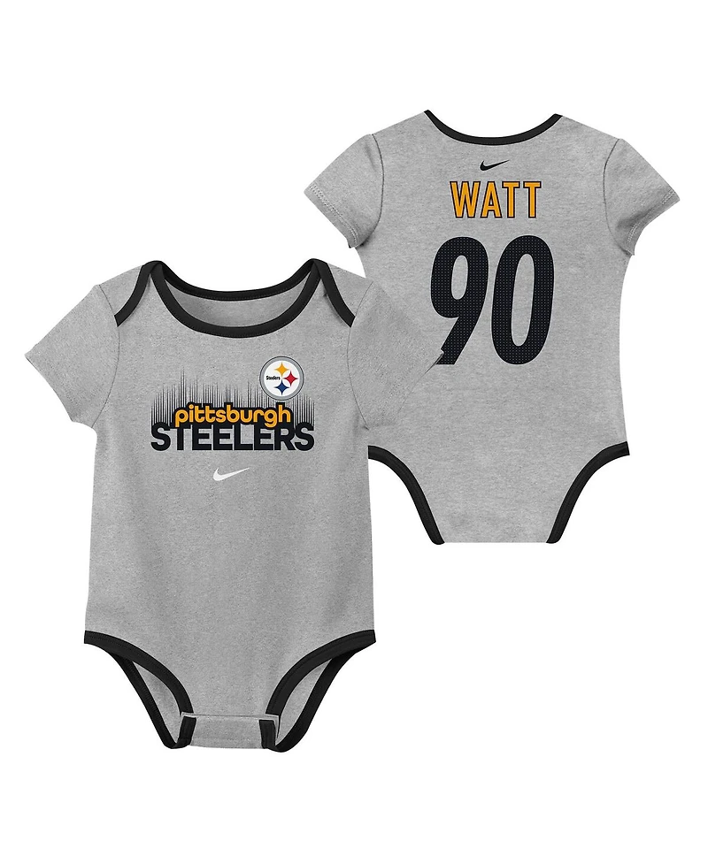 Nike Baby Boys and Girls T.j. Watt Pittsburgh Steelers Name Number 3-Pack Bodysuit Set