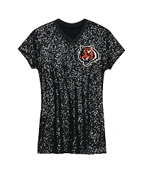 Outerstuff Big Girls Joe Burrow Black Cincinnati Bengals Sequin Player Name Number V-Neck Dress