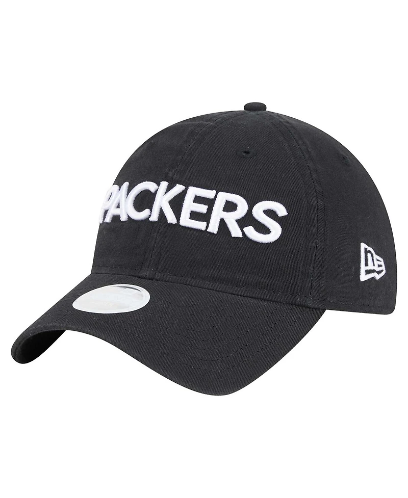 New Era Women's Black Green Bay Packers Cece 9TWENTY Adjustable Hat