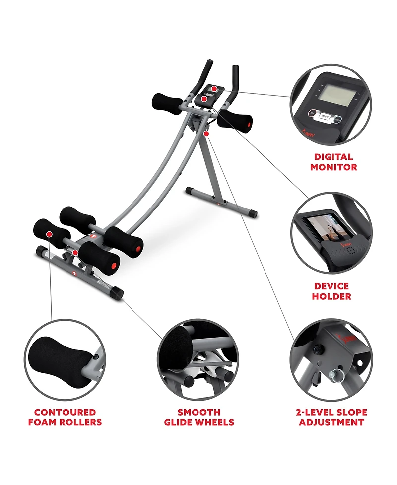 Sunny Health & Fitness Core Glider Ab Waist Trainer Machine