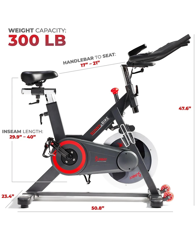 Sunny Health & Fitness Premium Indoor Cycling Smart Stationary Bike with Exclusive SunnyFit App Enhanced Connectivity