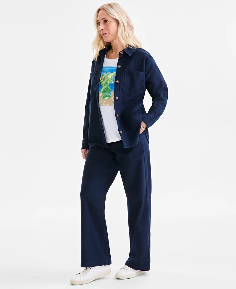 Style & Co Petite Dobby Long-Sleeve Button-Front Shacket, Exclusively at Macy's