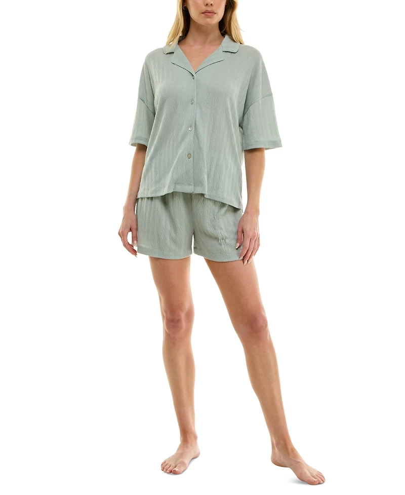 Roudelain Women's Knitted Gauze Short Pajama Set