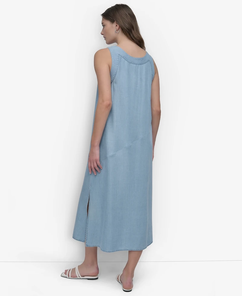 Dkny Women's Sleeveless V-Neck Side-Slit Dress