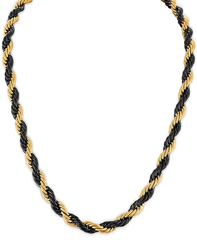 Esquire Men's Jewelry Intertwined Rope Link 22" Chain Necklace in Black & Gold-Tone Ion-Plated Stainless Steel, Exclusively at Macy's