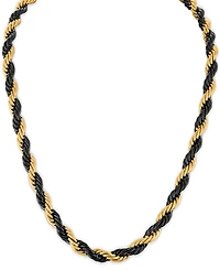 Esquire Men's Jewelry Intertwined Rope Link 22" Chain Necklace in Black & Gold-Tone Ion-Plated Stainless Steel, Exclusively at Macy's
